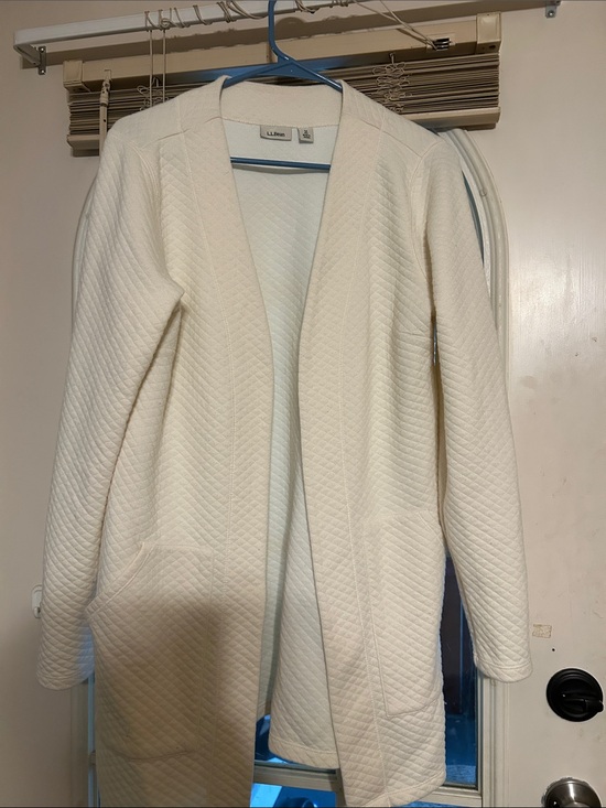 L.L. Bean Sweaters - L.L. Bean Ivory Quilted Open Cardigan